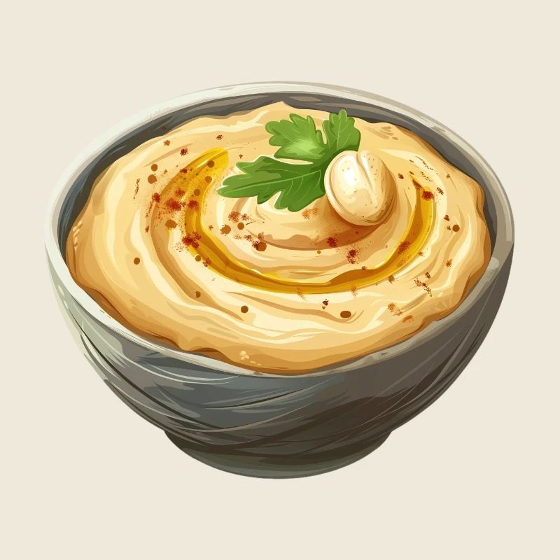 Oriental hummus bowl with parsley