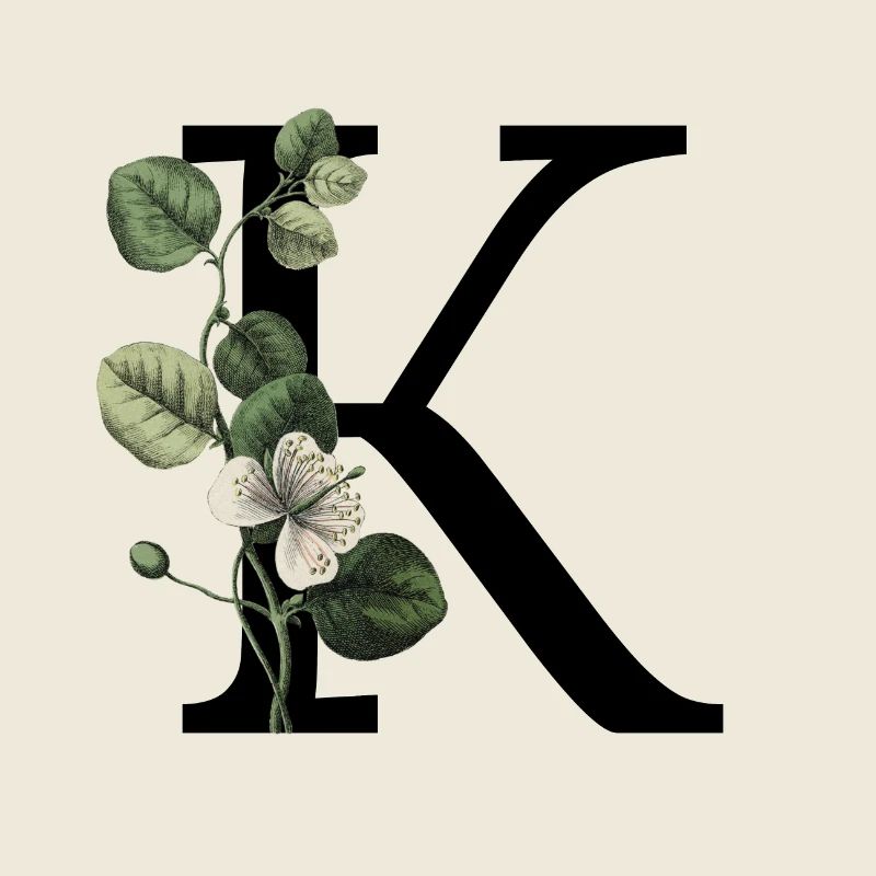 Grüner botanischer Buchstabe K