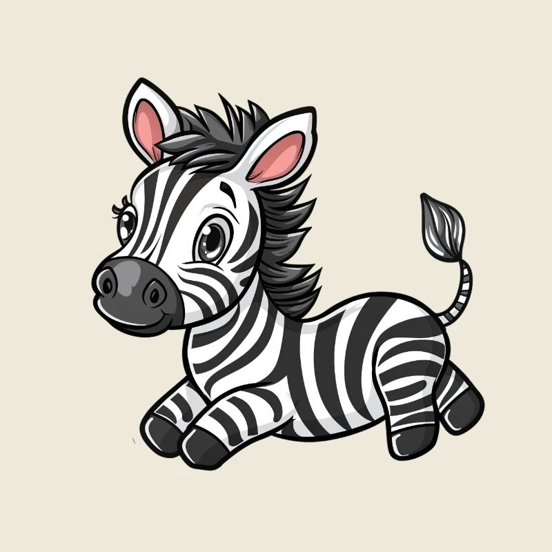Niedlicher Zebra-Sticker im Comic-Stil, isoliert