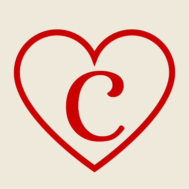 Letter c red heart