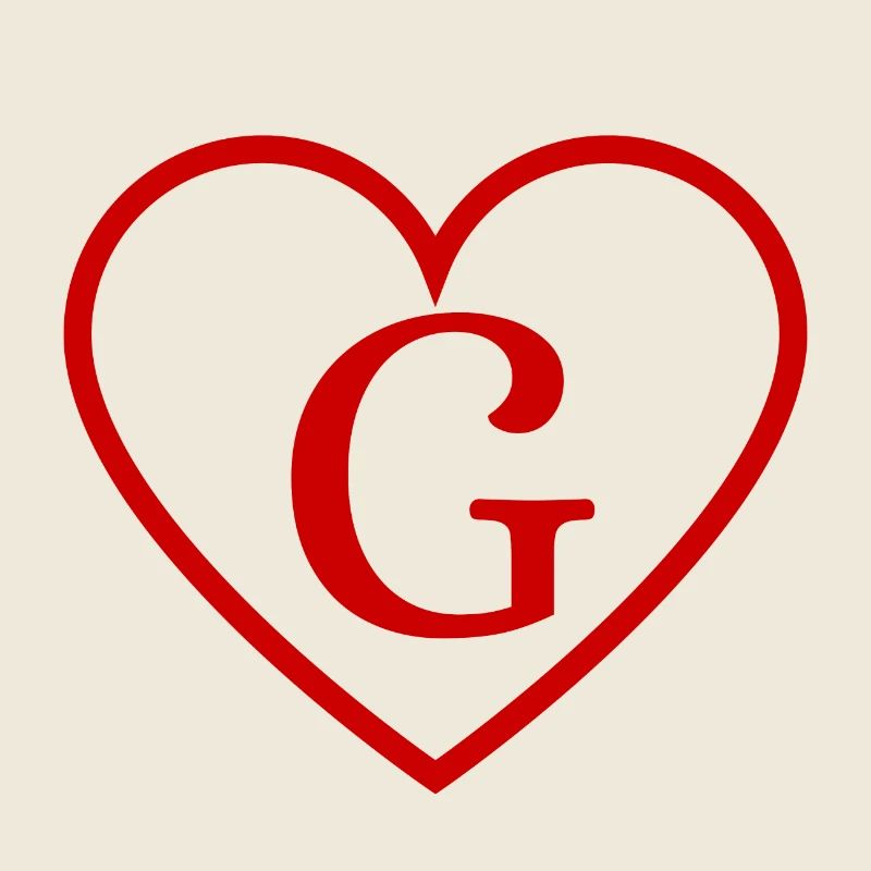 Letter g red heart
