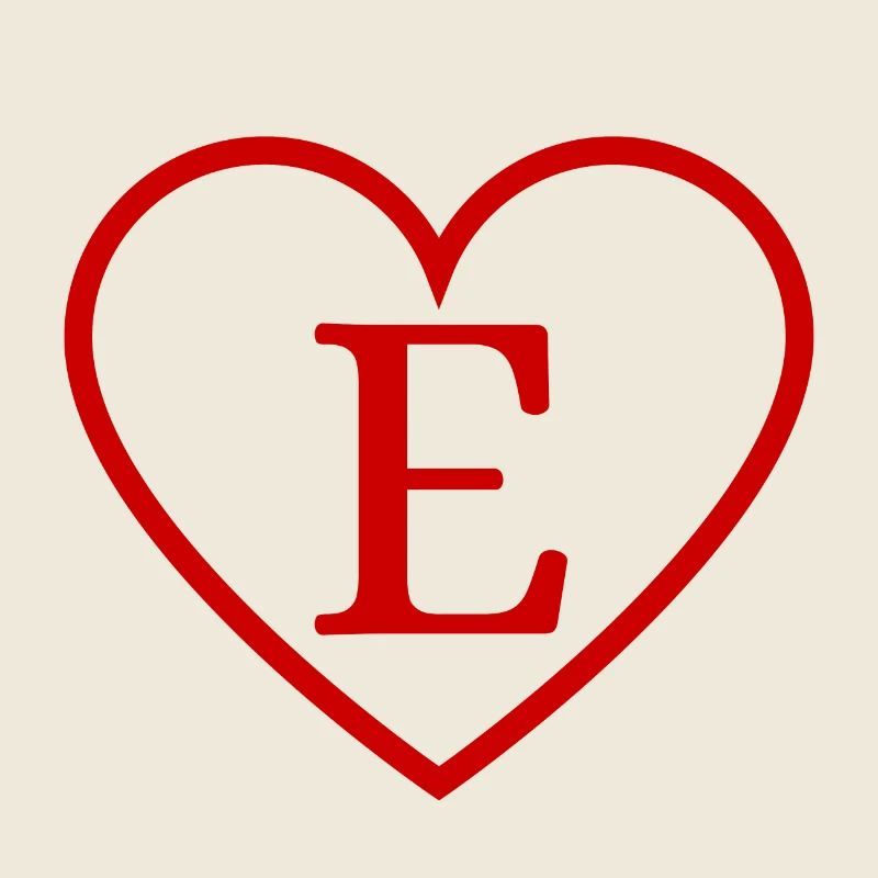 Letter e red heart