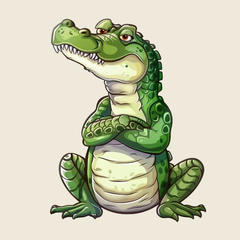 Dessin animé de crocodile drôle et détendu