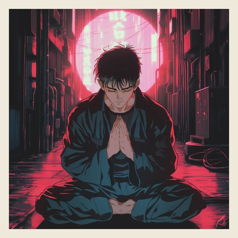 Années 80 Anime Guy Calmant Impression de mode de haute qualité