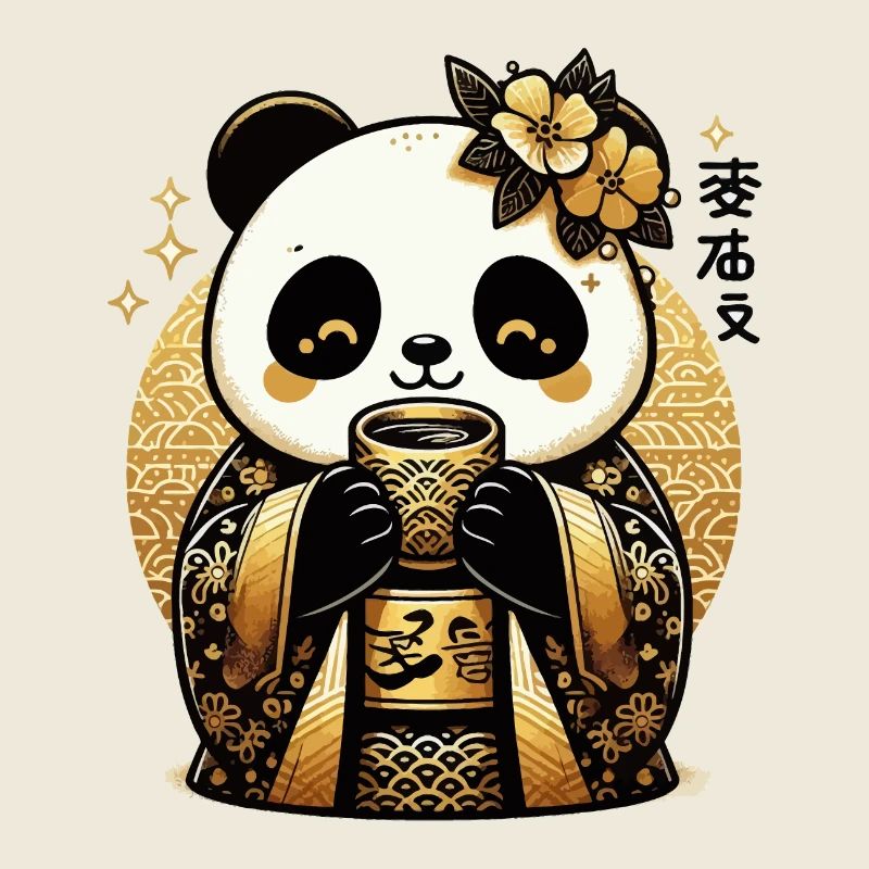 Cute Panda Tea Drink