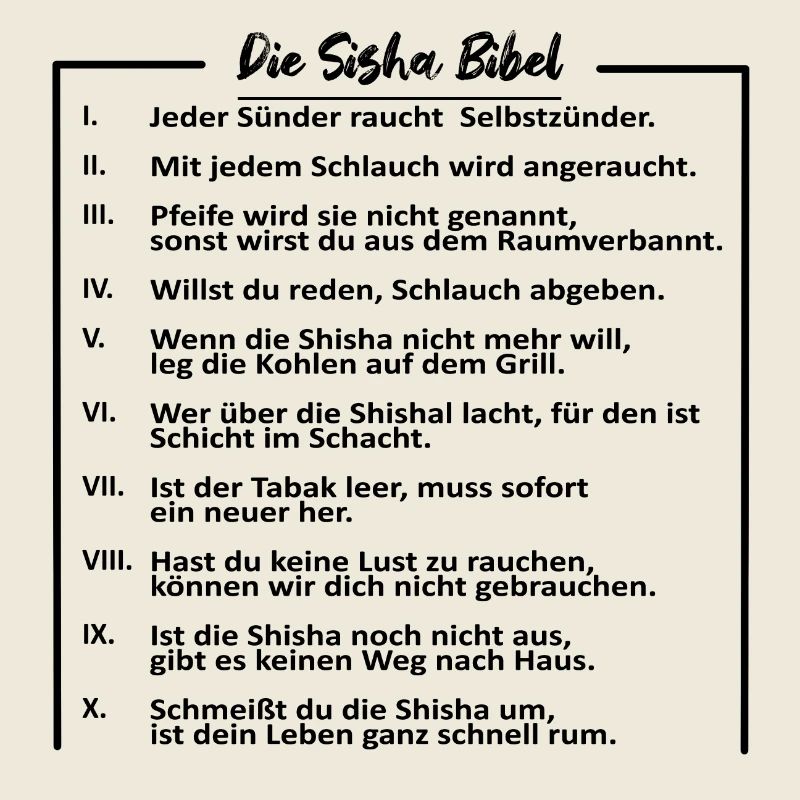 Les 10 commandements de la chicha - Bible de la chicha