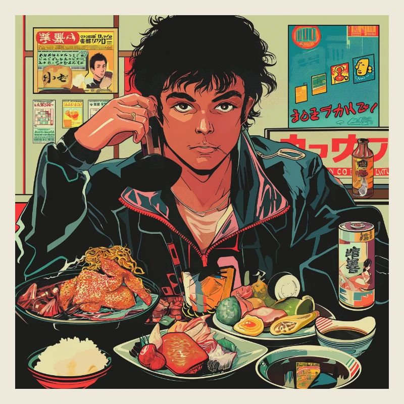 Années 80 Anime Guy Calmant Impression de mode de haute qualité