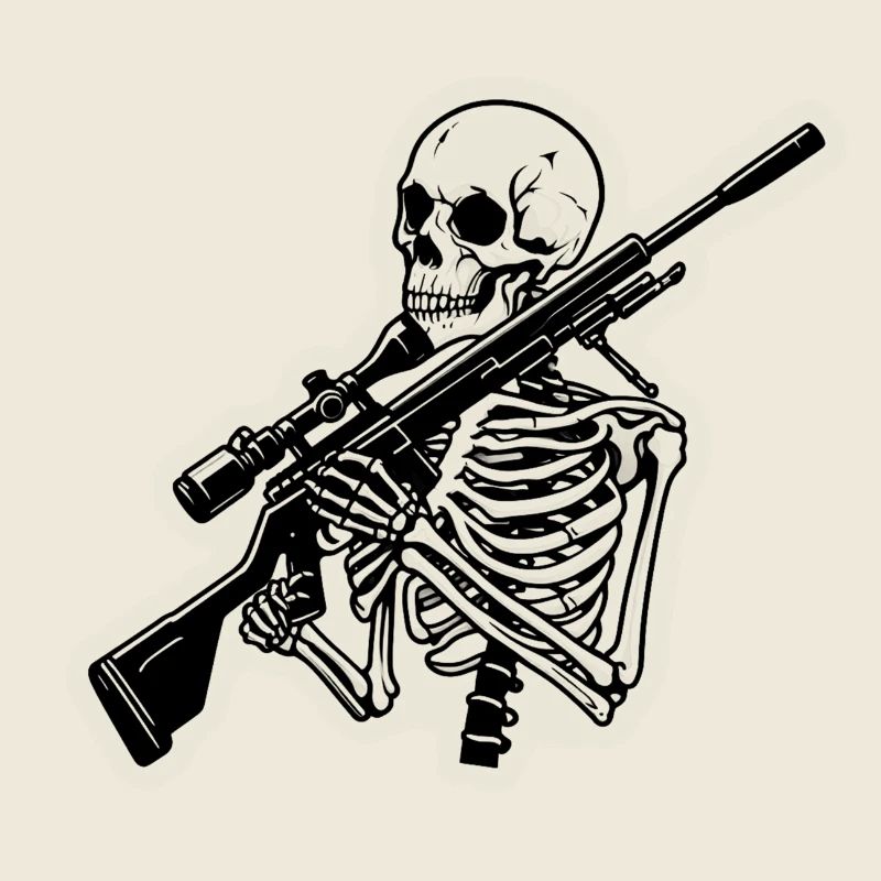 Skelett mit Scharfschützengewehr