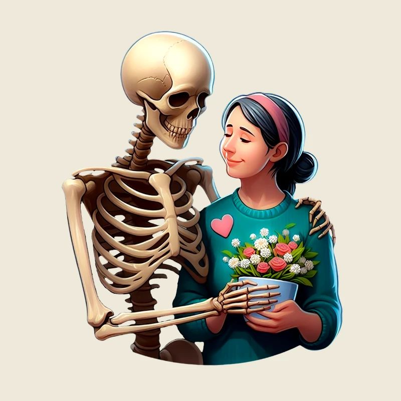 Skelett mit einem Mädchen