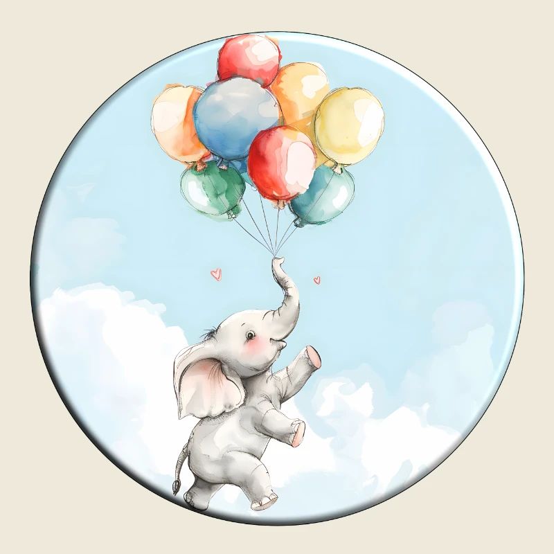 Elephant with Colorful Balloons as a Lucky Charm