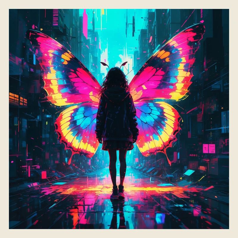 Neon Schmetterling Metamorphose