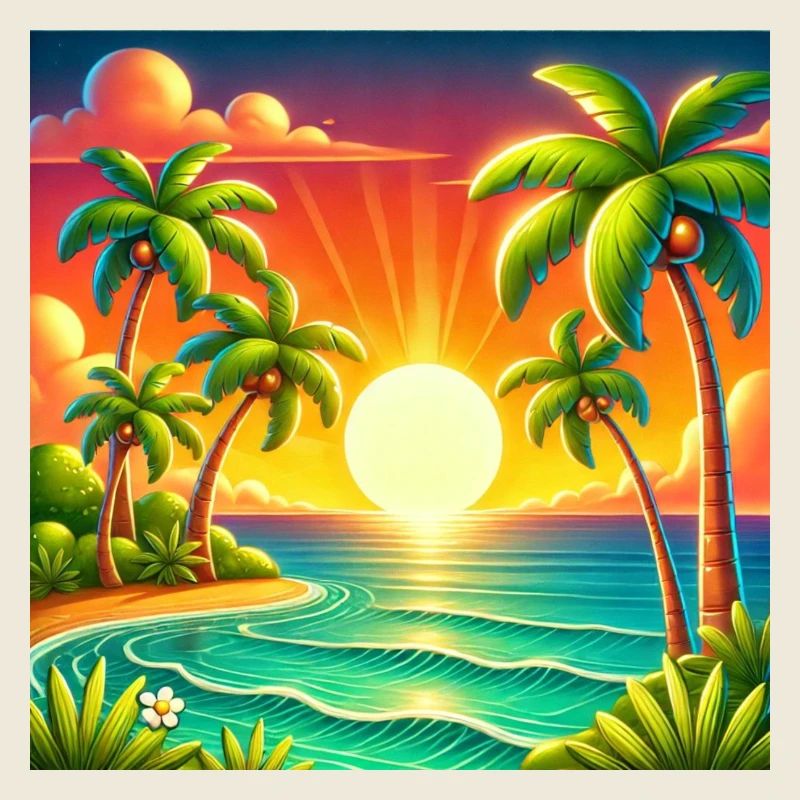 Sunset on a tropical island