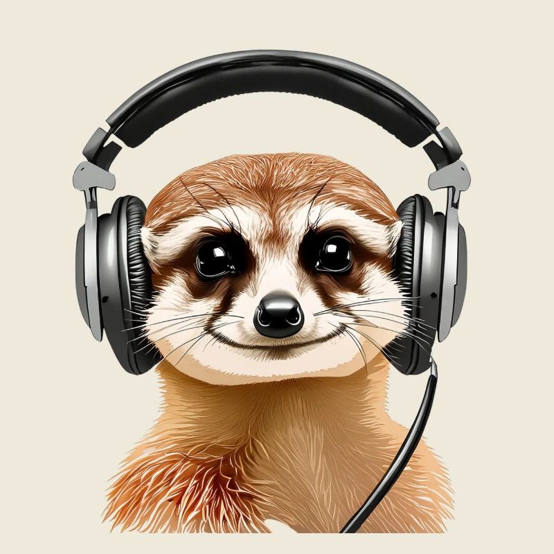 Erdmännchen mit Headset (realistisch)