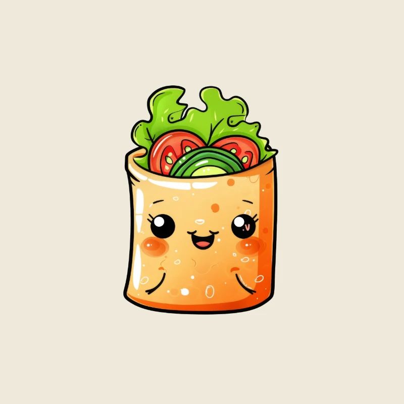 Smiling vegetable wrap in cartoon style