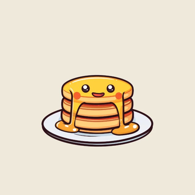 Pile de crêpes joyeuses sur une assiette dans un dessin animé