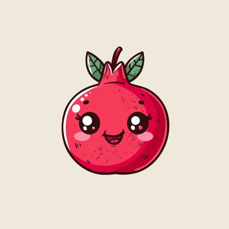Cute cartoon style pomegranate