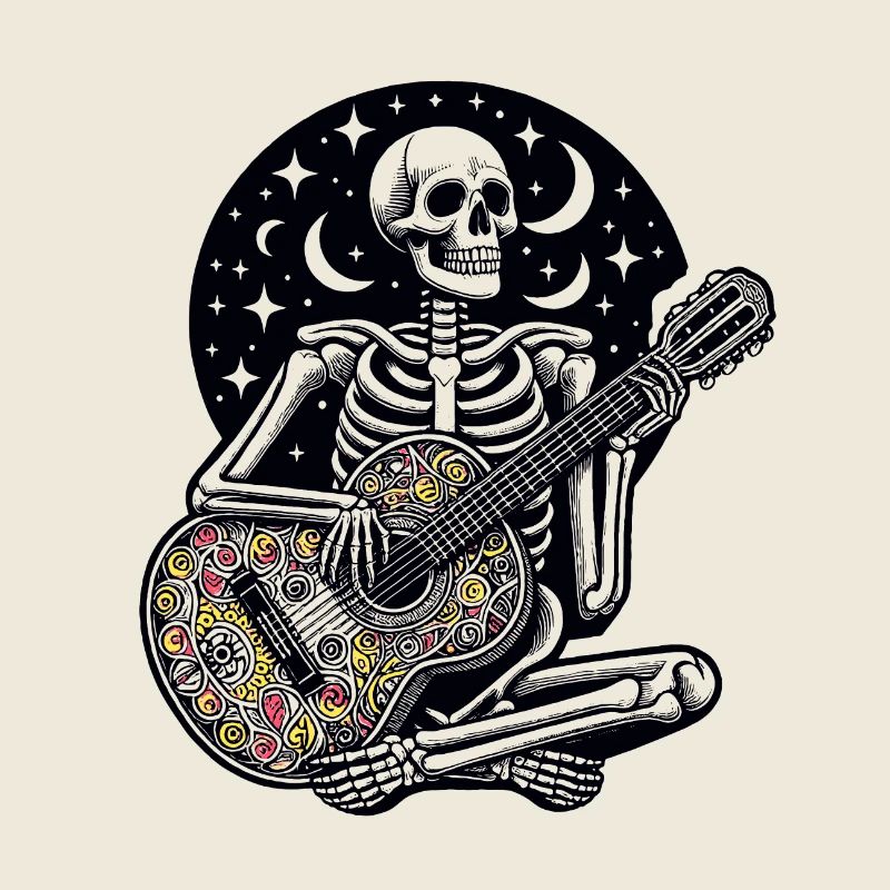 Skeleton with Guitar - Rock'N'Roll Attitude