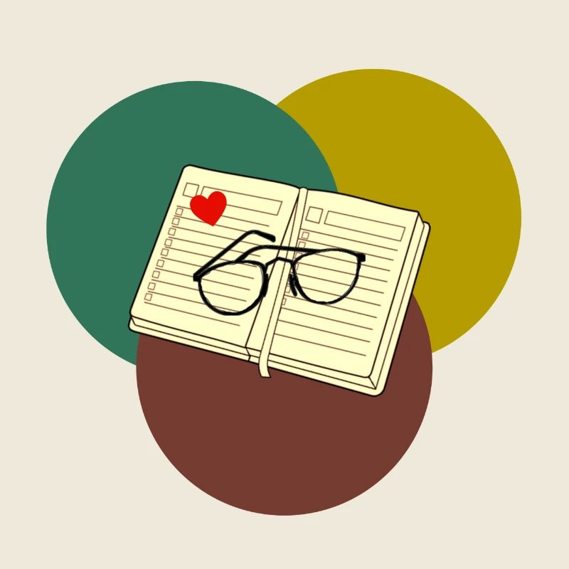 Author, book and glasses