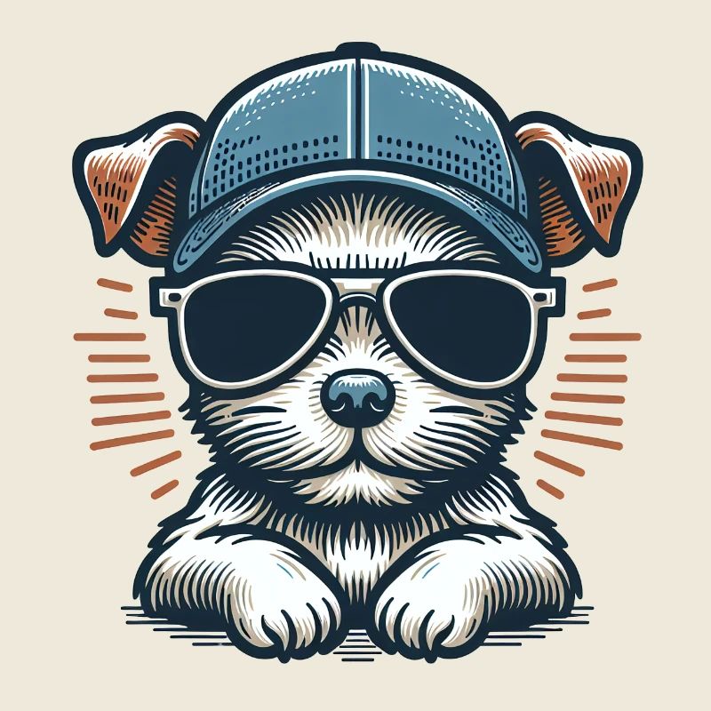 Cute Dog with Basecap and Sunglasses - süsser Hund