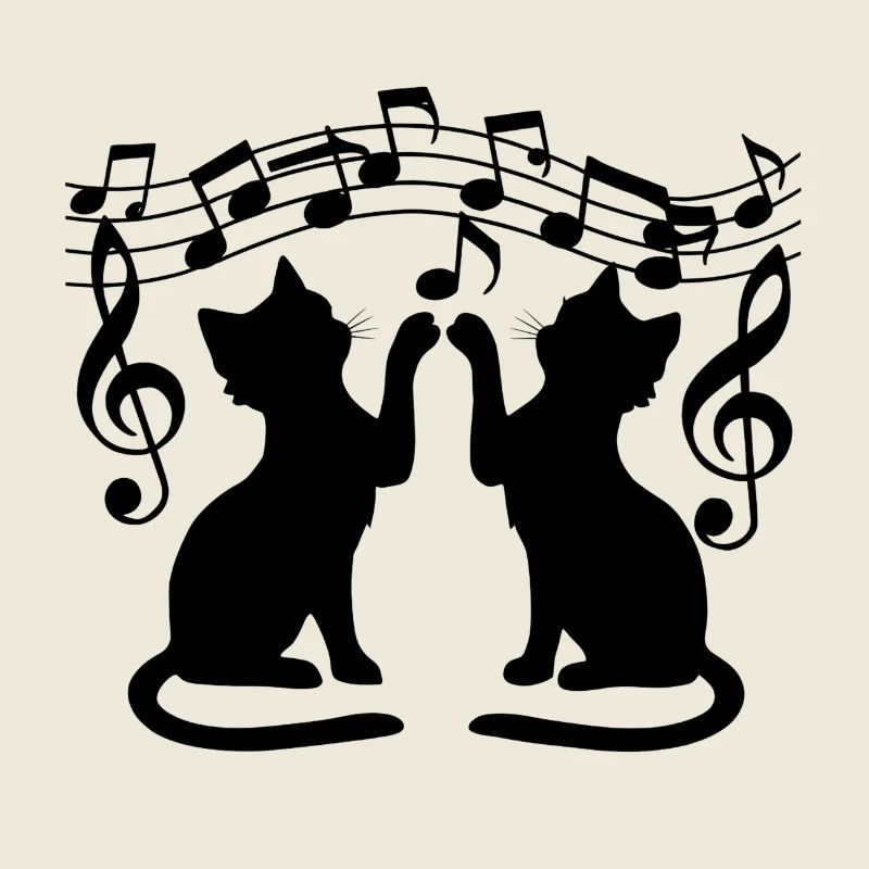Schwarze Katzen Muster spielen mit Musiknote