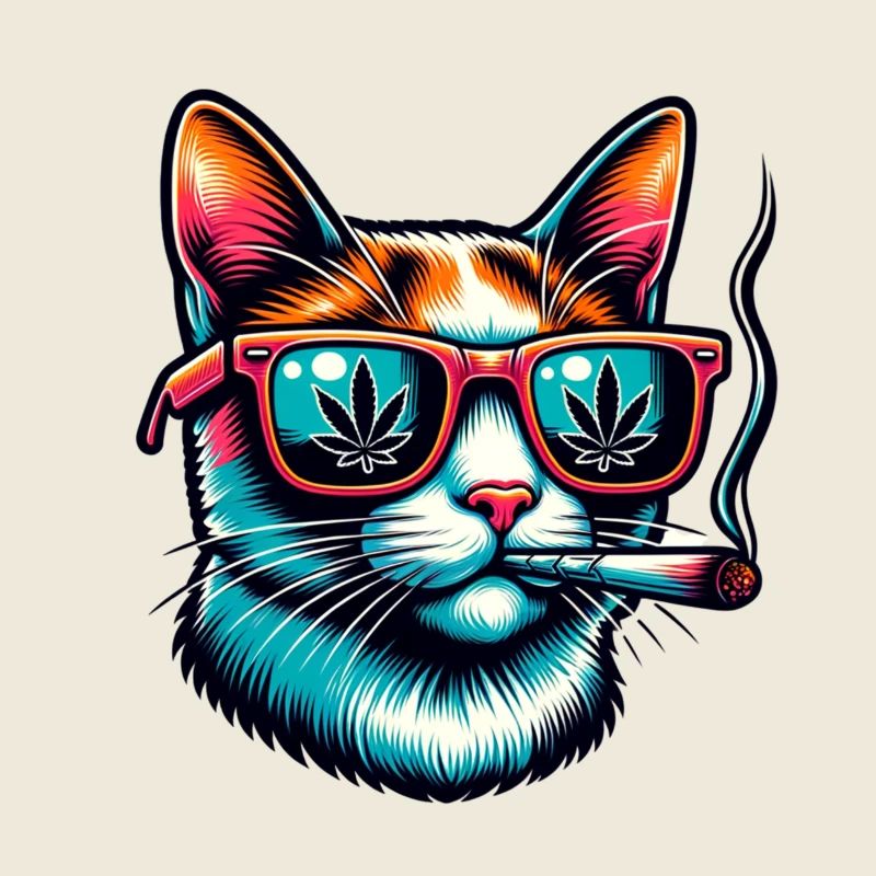 lustige Katze mit Joint