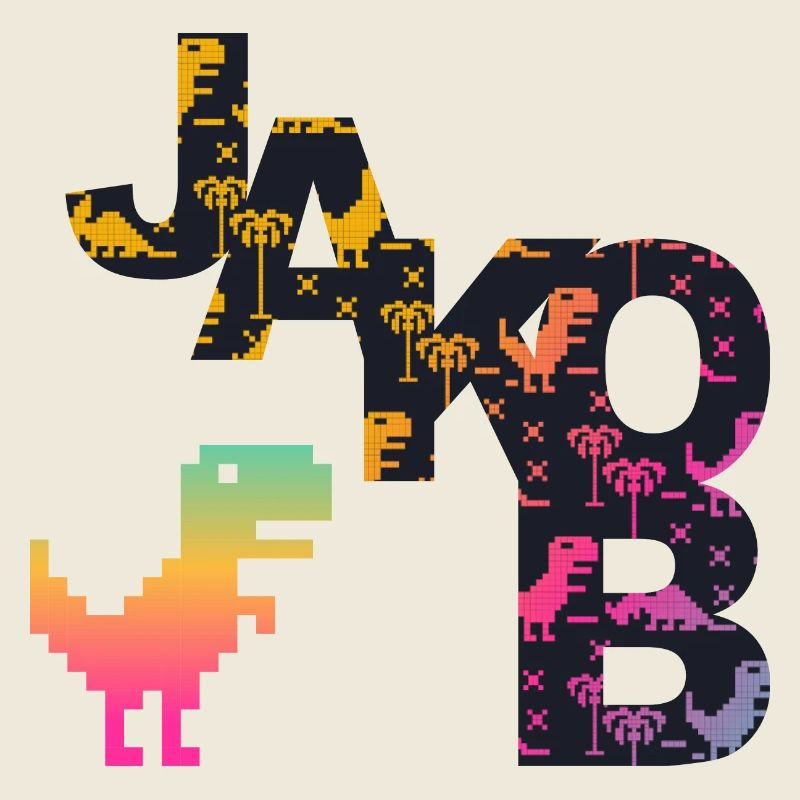 JAKOB - Beautiful boy name with dinosaur