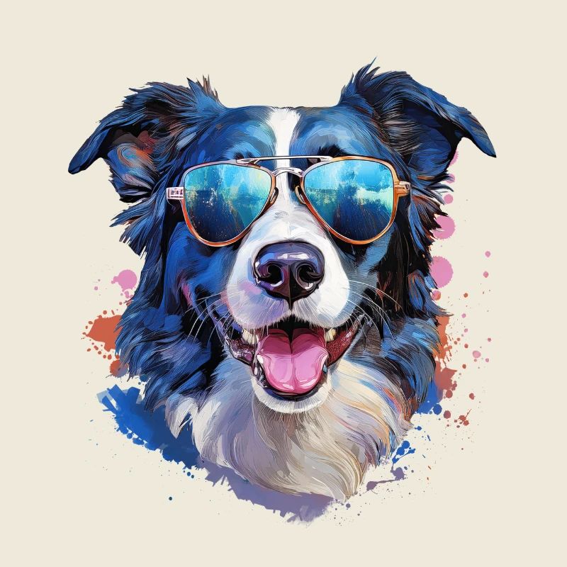Border Collie mit Sonnenbrille