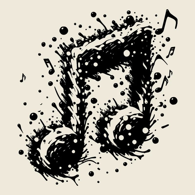 Schwingende Musik Note Splash Tattoo