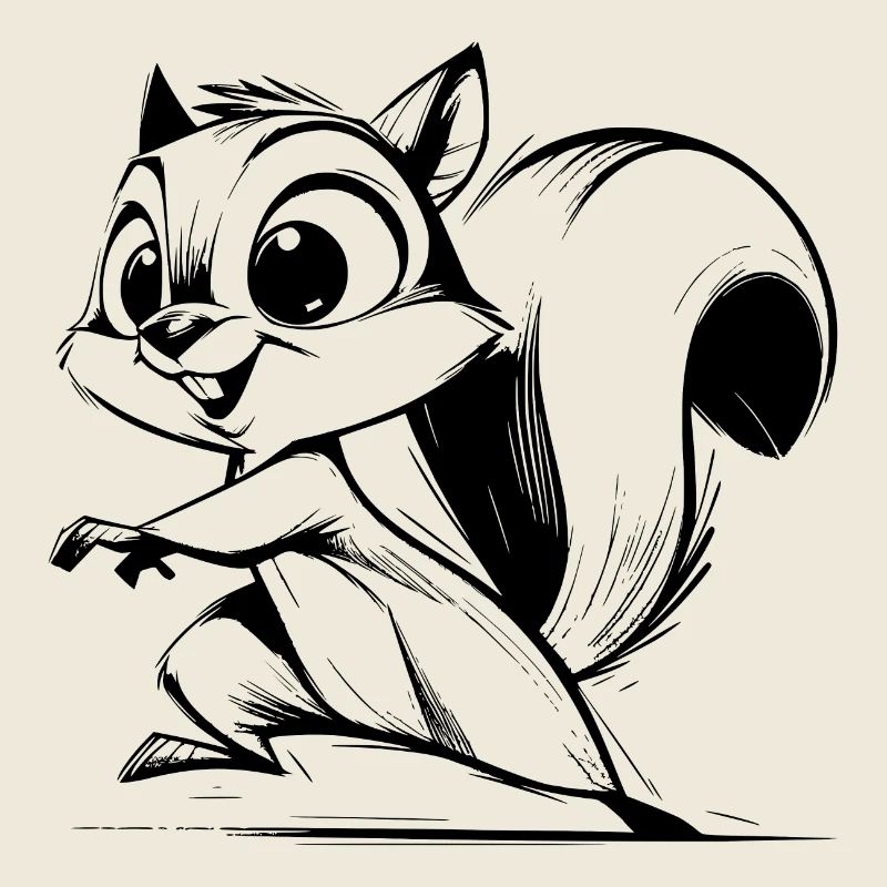 Süsses Baby Eichhörnchen Bleistift Zeichnung