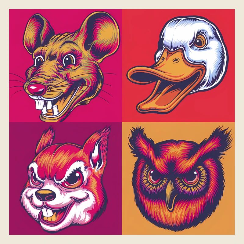 Smile Animals Mouse Duck Owl Squirrel Halloween
