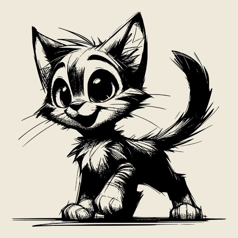 Sympathetic Smiling Cats House Tiger Drawing