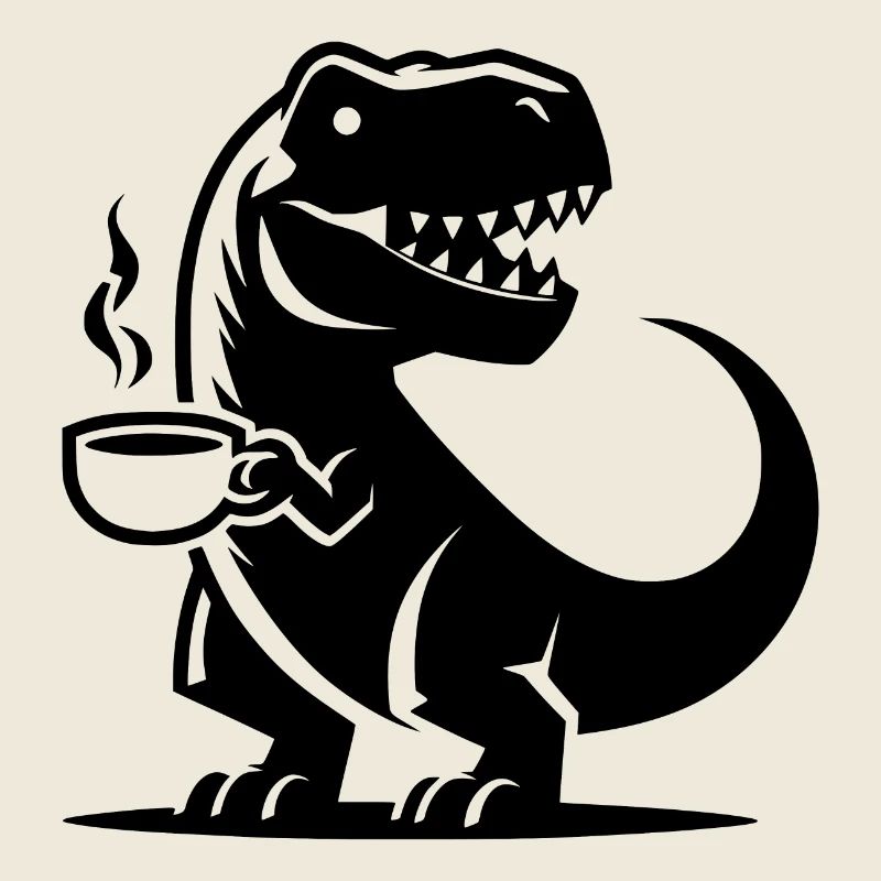 T-Rex avec tasse à café Grim Caffeine Dino