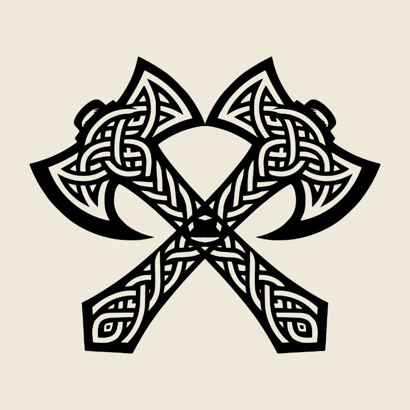 Doppelte Axt in Keltischen Knoten Tattoo Style