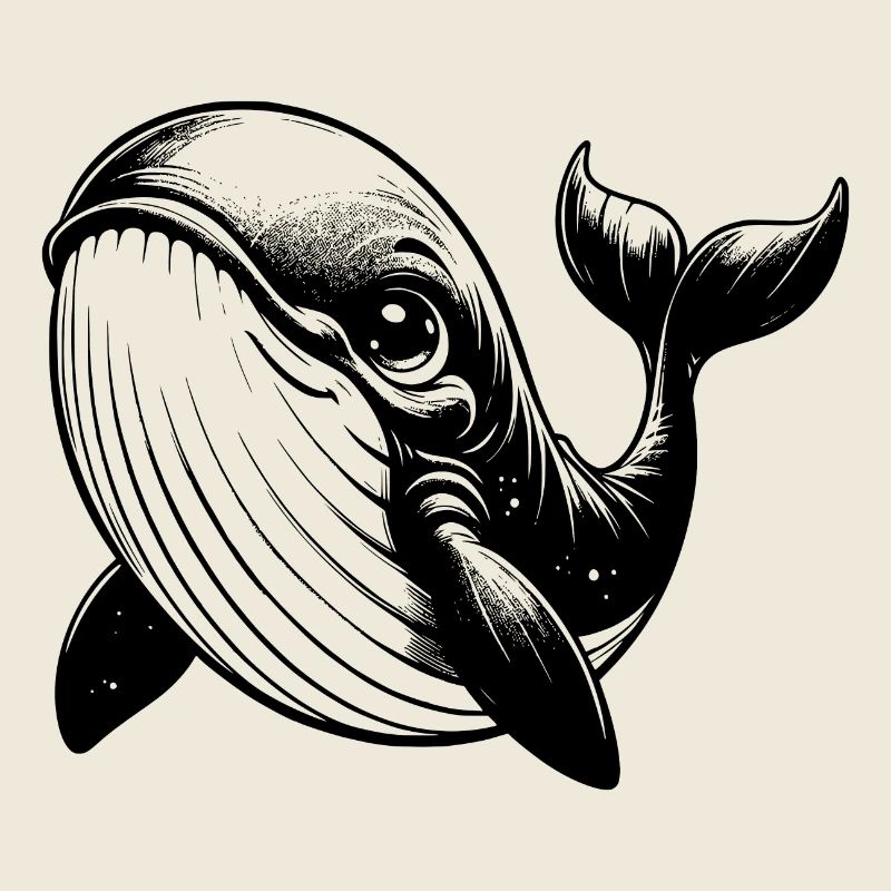 Cute Diver Blue Whale Kids Drawing