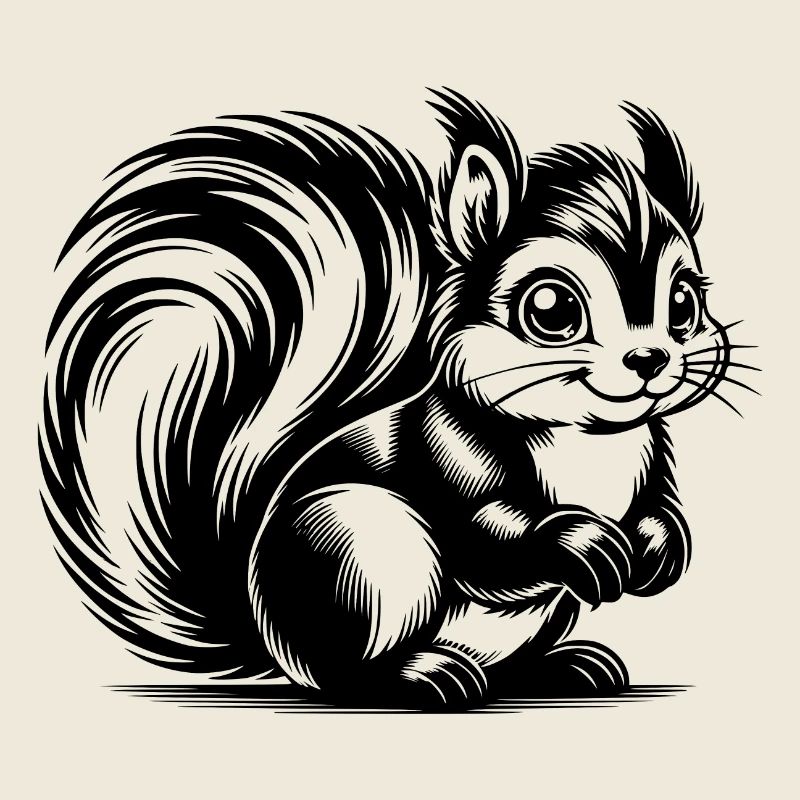 Petit écureuil mignon dessin au crayon