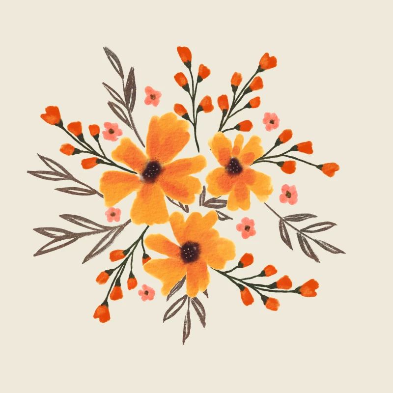 Fleurs d’automne, fleurs aquarelle aux couleurs d’automne