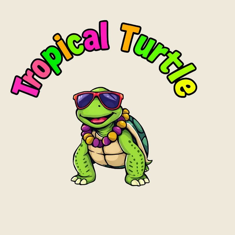 Tortue verte de dessin animé joyeux avec rose et violet