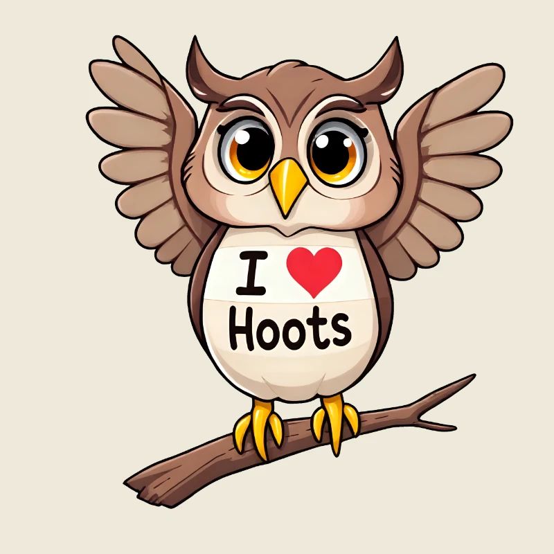 Skurrile Eule Ich liebe Hooters Zeichen auf der Brust