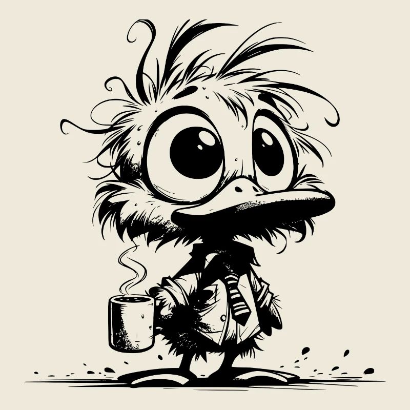 Drôle de canard de bureau avec café et cravate