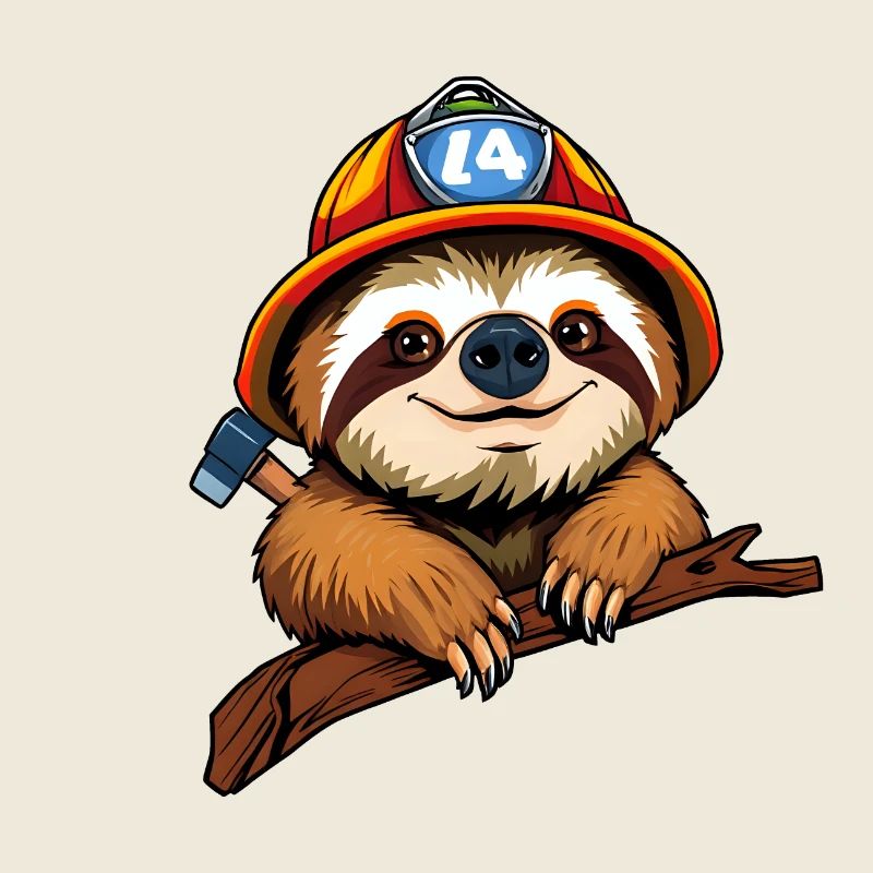 Cunning Raccoon Builder Wearing Number 14 Hat