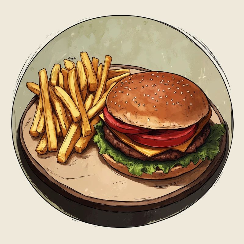 Klassischer Burger mit knusprigen Pommes