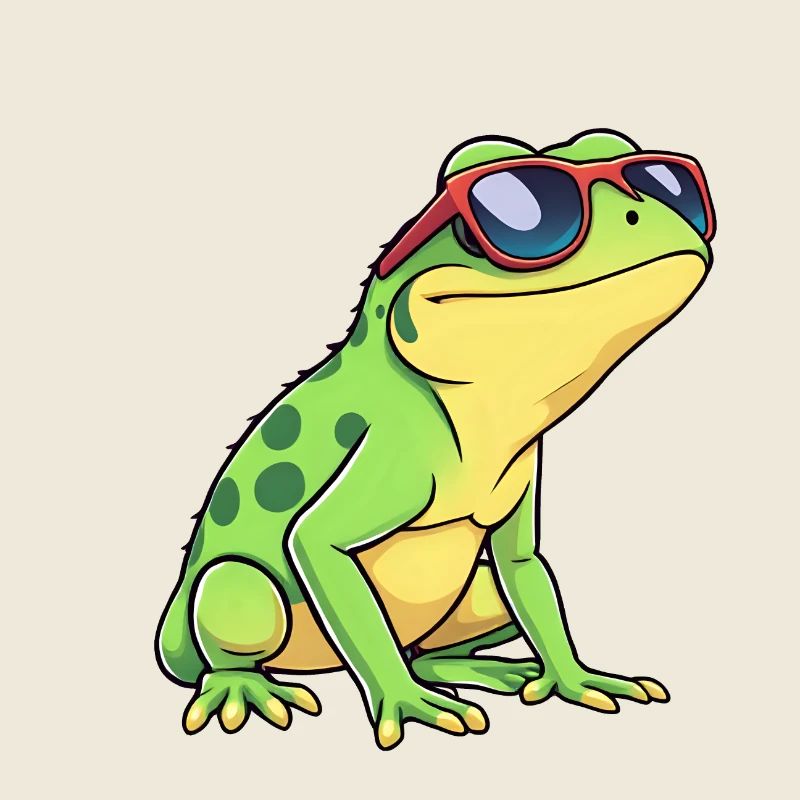 Quirky Frog with Red & Blue Sunglasses, Casual