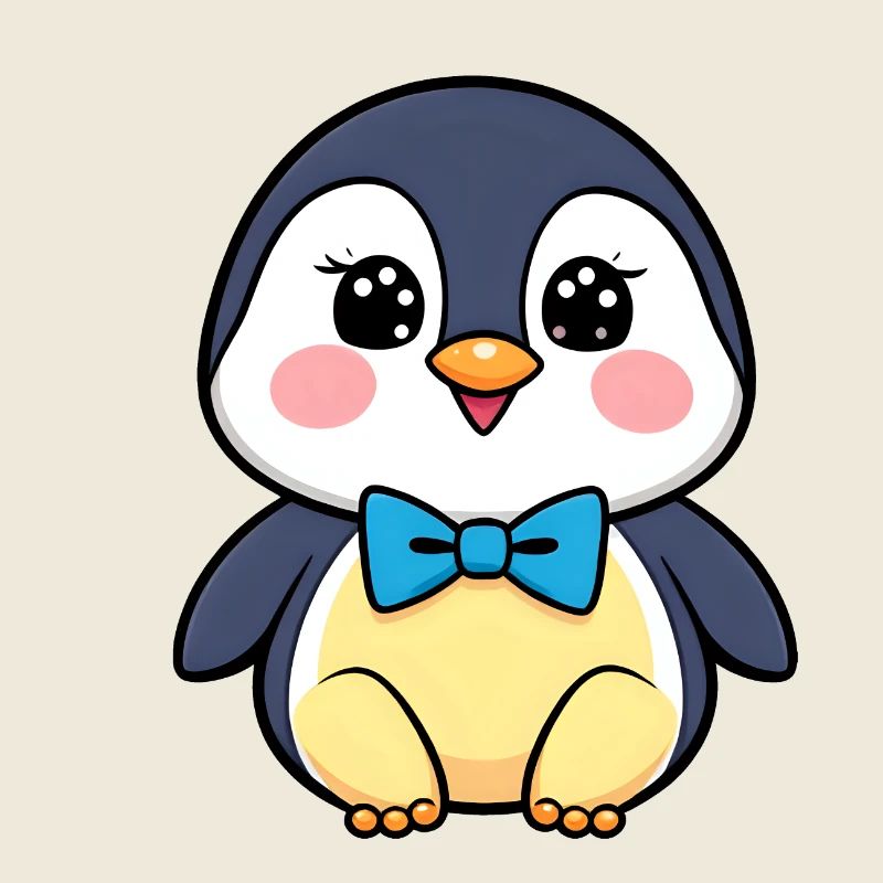 Fröhlicher Pinguin mit blauer Fliege