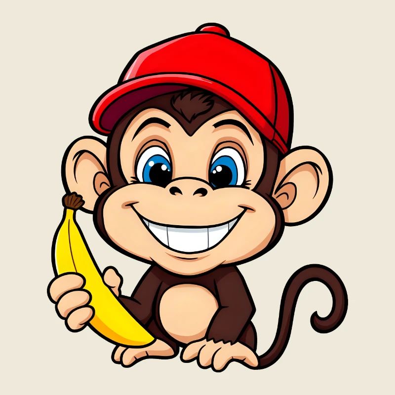 Singe et banane - Dessin animé amusant