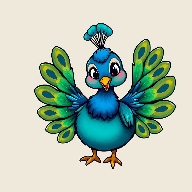 Charming Blue Peacock with Flower Hat