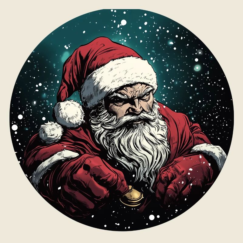Puissant Père Noël dans une averse de neige