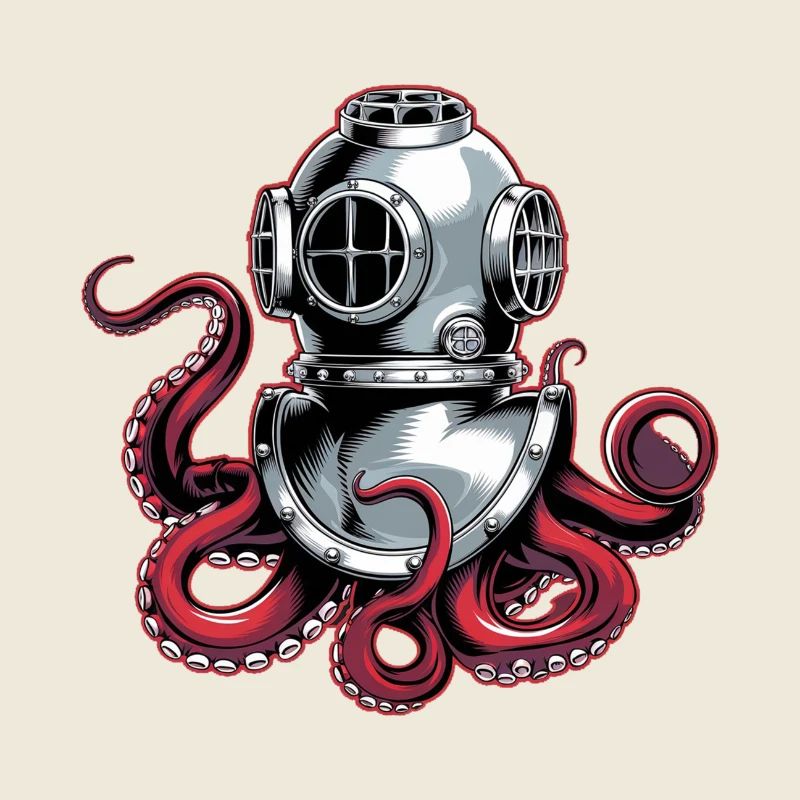 Squid with diving helmet
