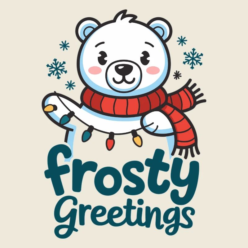 Frostige Grüße – Eisbär mit Lichterkette