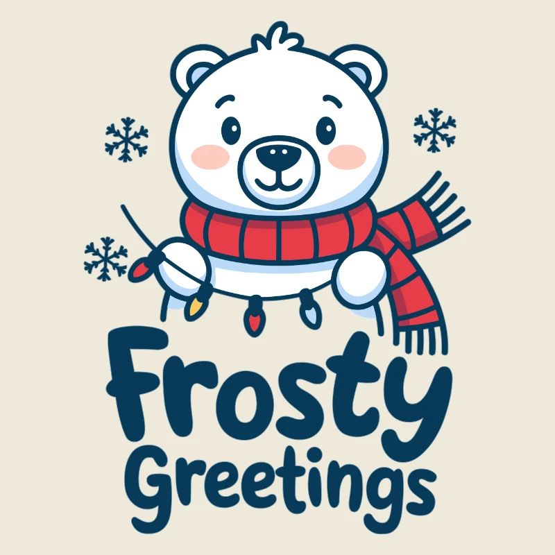 Frostige Grüße – Eisbär mit Lichterkette