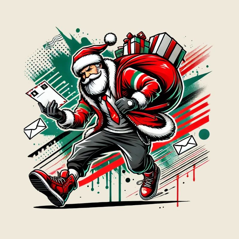 Santa Claus as a postman in stress